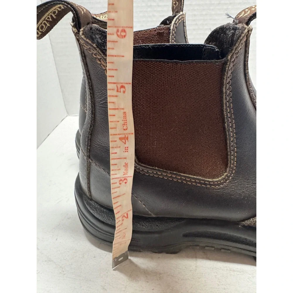 Blundstone 910 Steel Toe Leather Work Boots Dark Brown Chelsea Pull On AU 5 US 6
